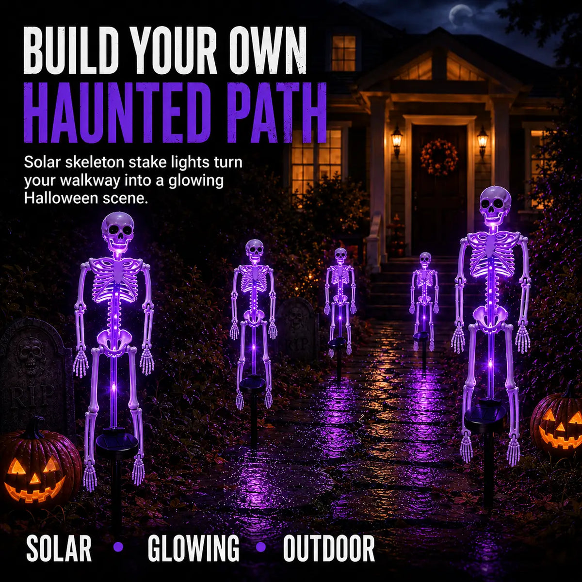 🎃 Solar Skeleton Ground Stake Lights – Outdoor Waterproof Halloween Decor