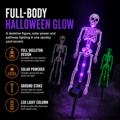 🎃 Solar Skeleton Ground Stake Lights – Outdoor Waterproof Halloween Decor
