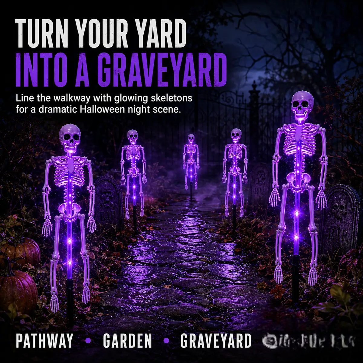 🎃 Solar Skeleton Ground Stake Lights – Outdoor Waterproof Halloween Decor